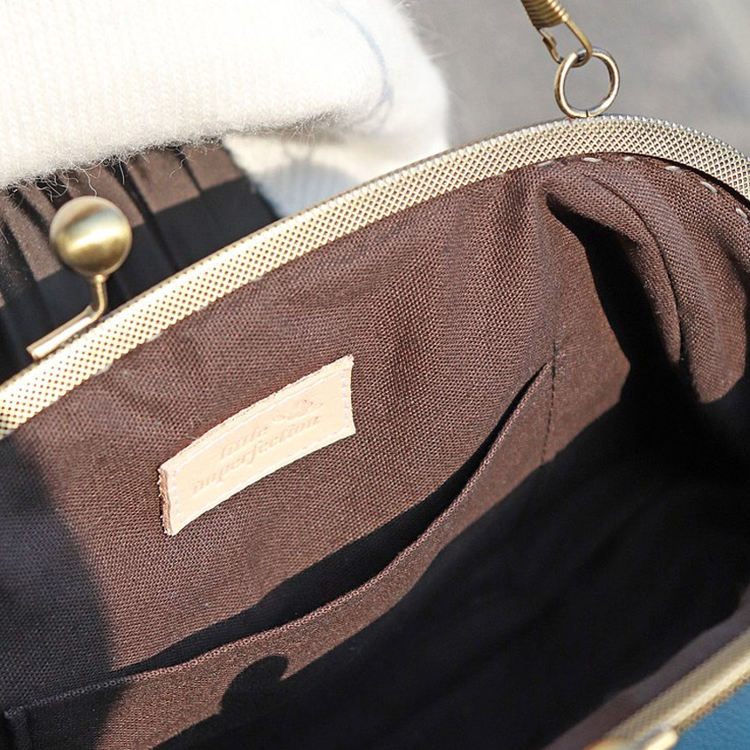 【女人節限定】YUUKI Bag+ 側背/手提雙用 手縫皮革口金包 (蔚藍)